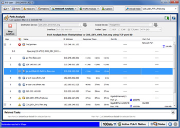 Функция Trace SwitchRoute отображает маршрут L2/L3