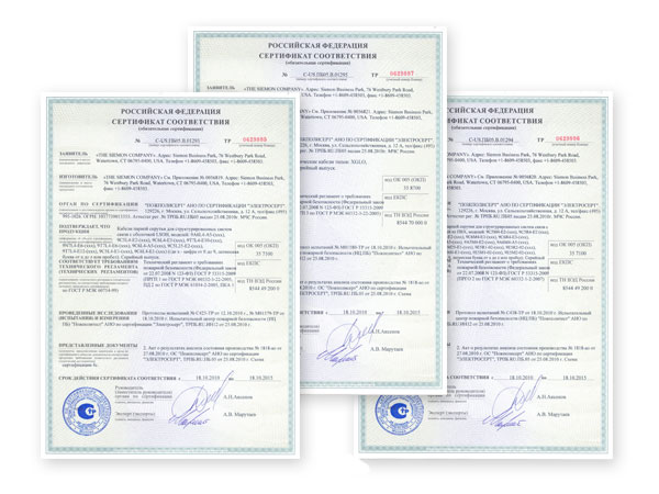 Пожарные сертификаты Siemon