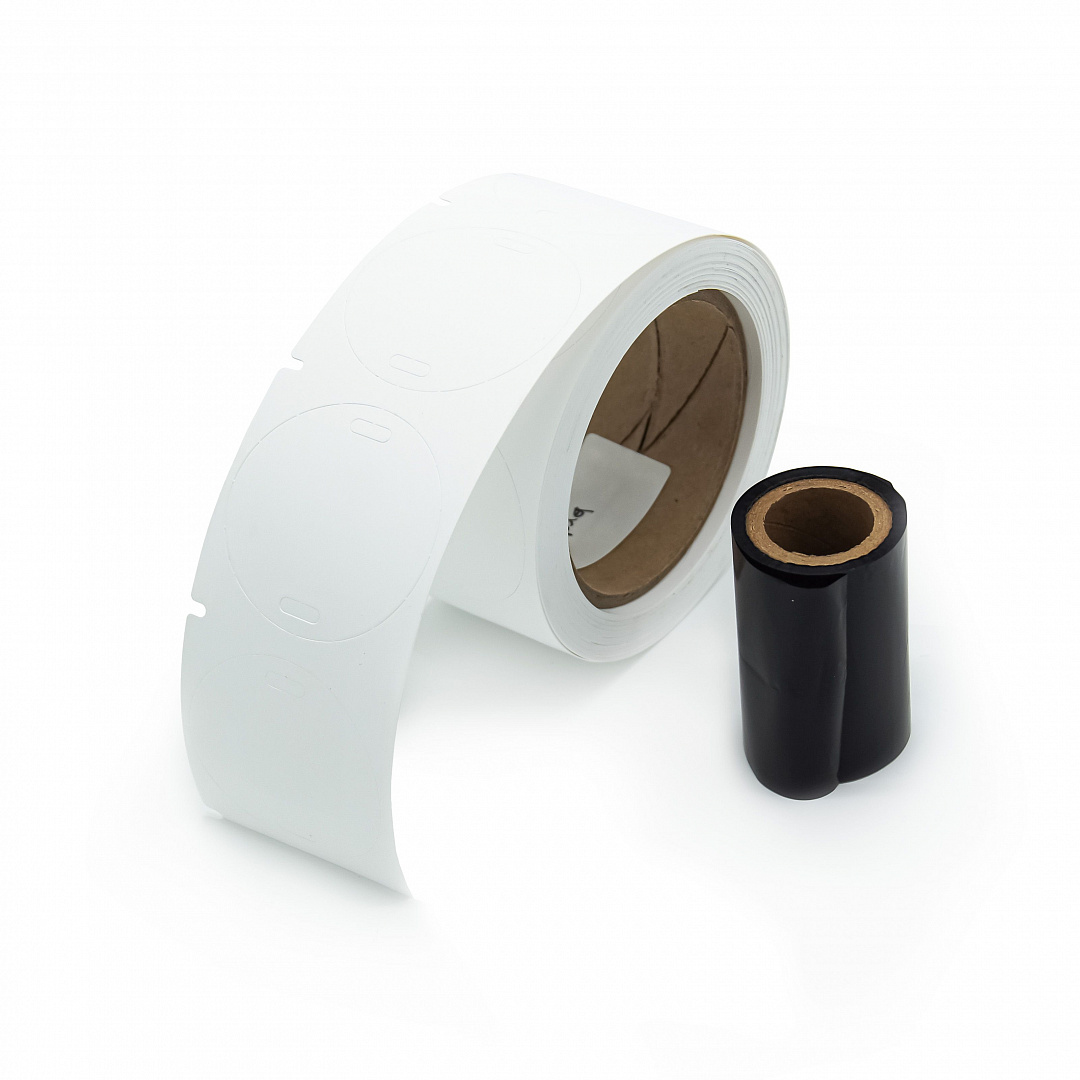 Комплект для маркировки кабеля: бирки в форме круга и риббон производства BRADY