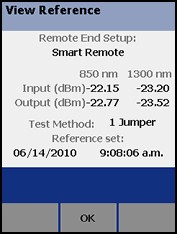 Эталонное значение при тестировании многомодового волокна модулями DTX-MFM2